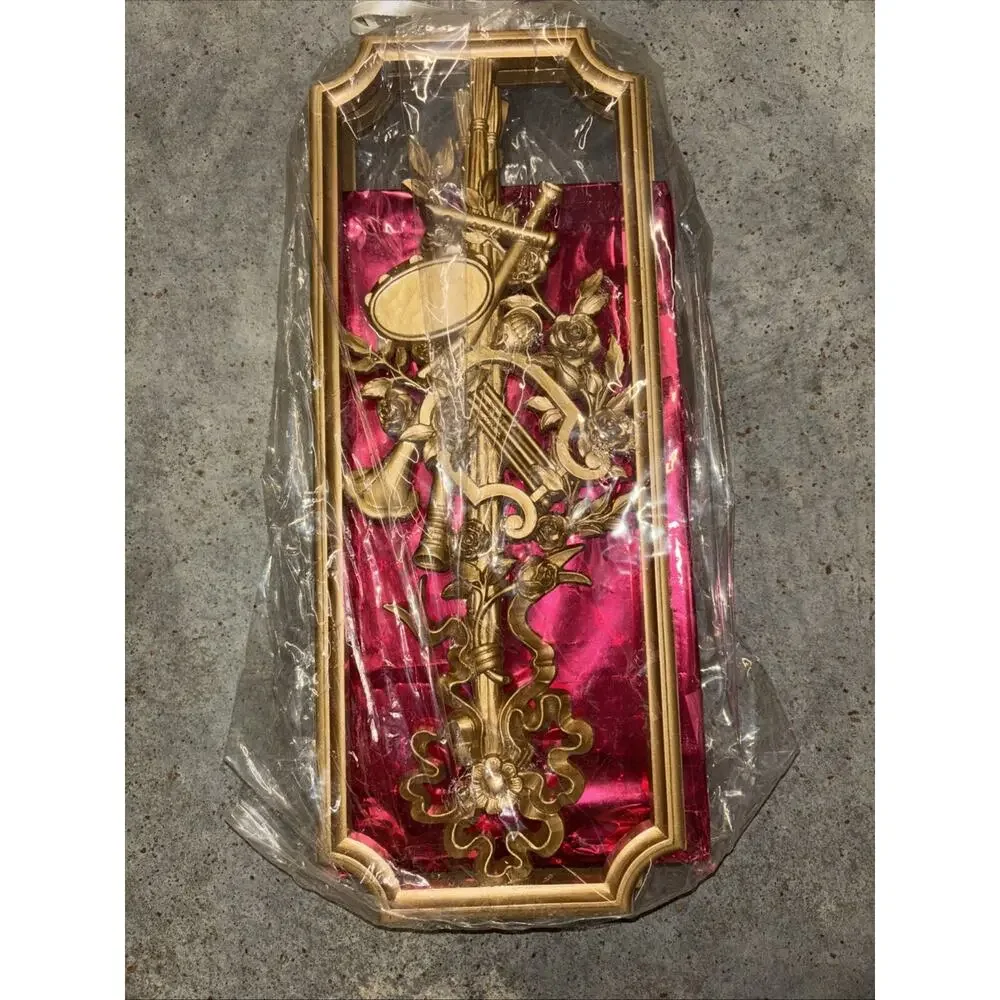 1 Pair VTG Syroco Inc 2 Christmas Gold Instrument Wall Hangings 14